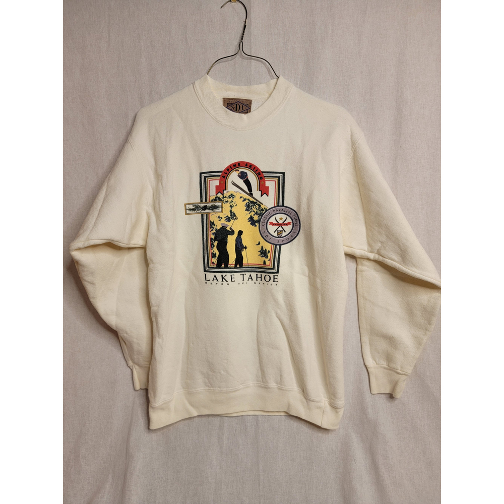 Cream SDI Retro Series Alpine Skiing Cotton Sherpa Long Sleeve Sweater Size M
